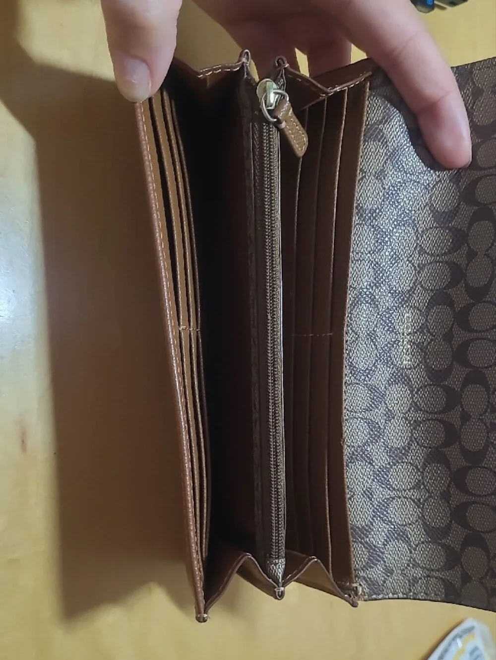 Coach Pebbled Leather Wallet in Warm Brown